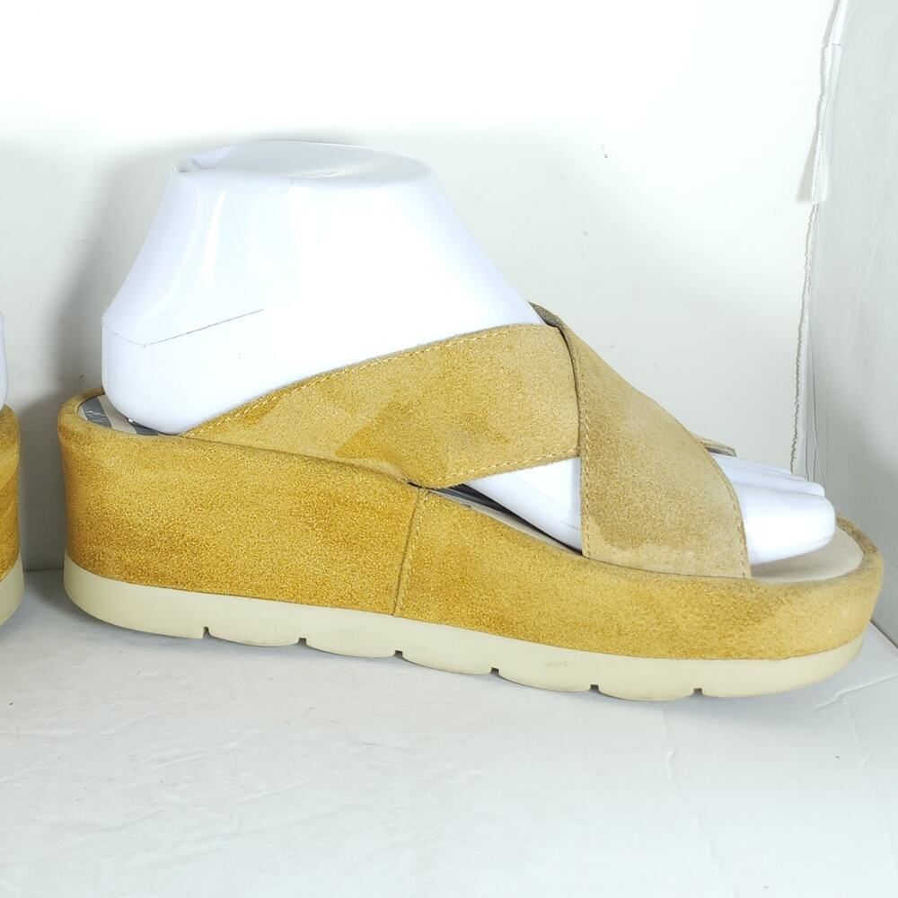 FLY LONDON Women’s Begsfly EU37 US6,5 Yellow Suede Platform Wedge Sandals - Picture 6 of 16